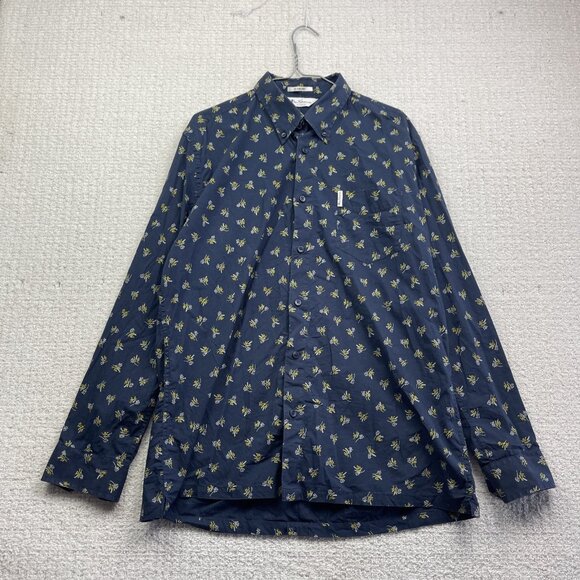 Ben Sherman The Casino Shirt Button Up Blue Floral AOP Long Sleeve Mens XL - Picture 1 of 15